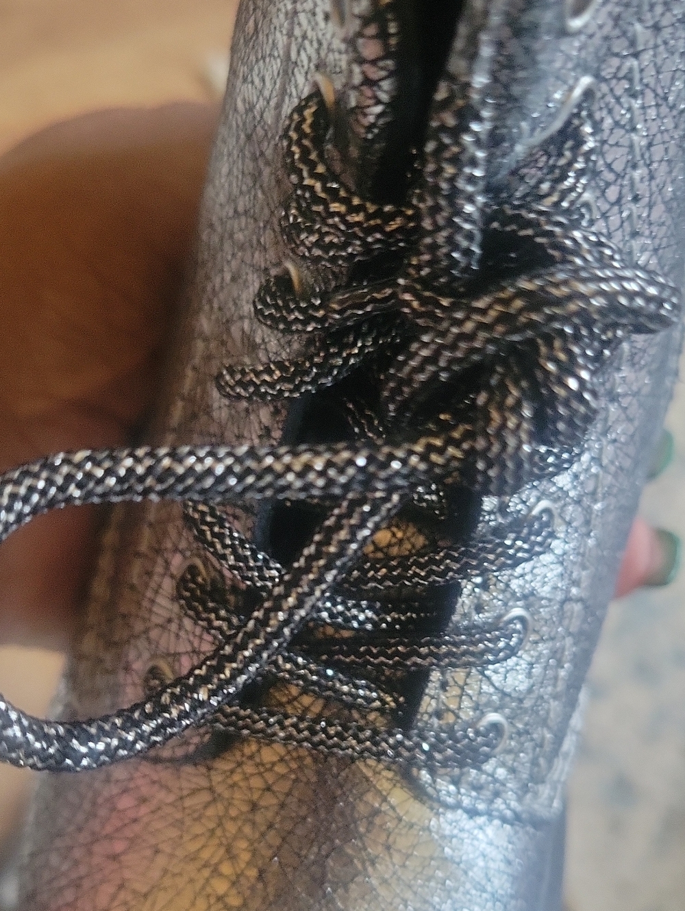 DR. MARTENS  Metallic Silver Lace-Up Winter Boot with Side Zip - Picture 5 of 8